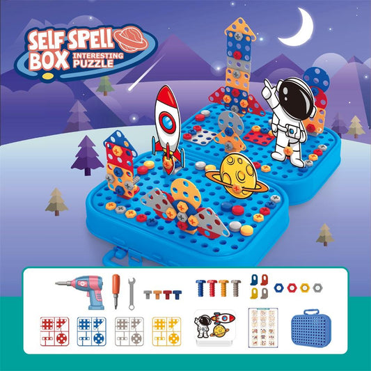 Space Construction Building Toys for Kids with Electric Drill, Take Apart Tool Set, DIY Puzzle STEM Learning Toy
